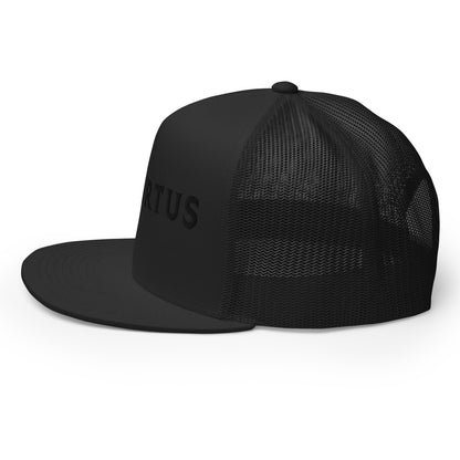 Embroidered - Black Virtus Flat Billed Trucker Hat