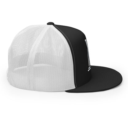 Embroidered - White Virtus Logo Flat Billed Trucker Hat