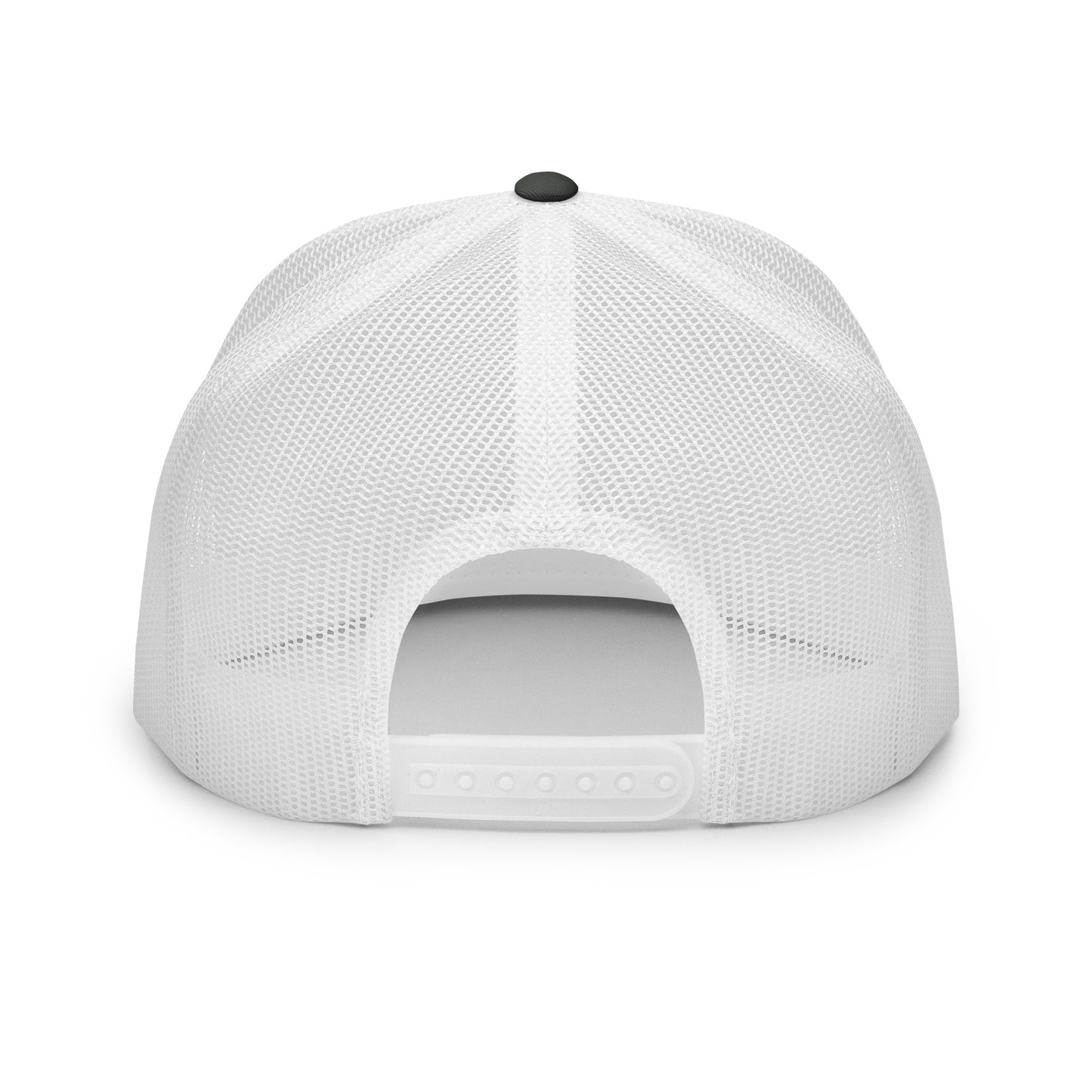 Embroidered - White Virtus Logo Flat Billed Trucker Hat