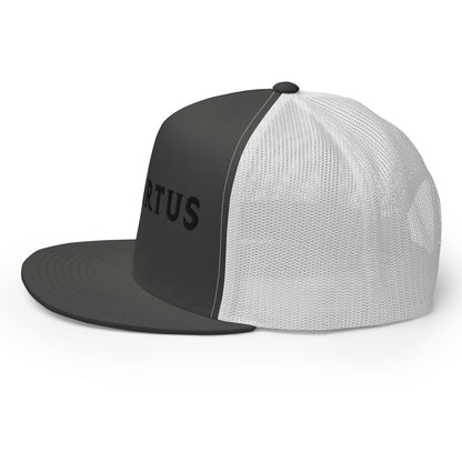 Embroidered - Black Virtus Flat Billed Trucker Hat