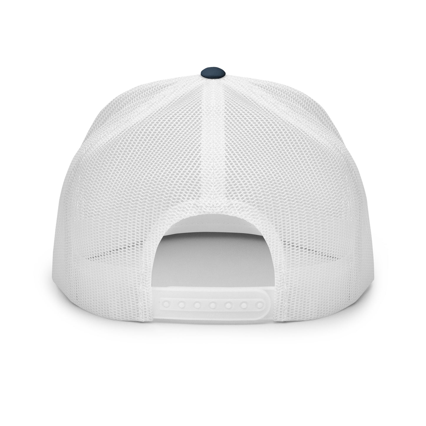 Embroidered - White Virtus Flat Billed Trucker Hat