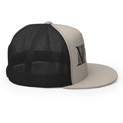 Embroidered - Black Virtus Flat Billed Trucker Hat