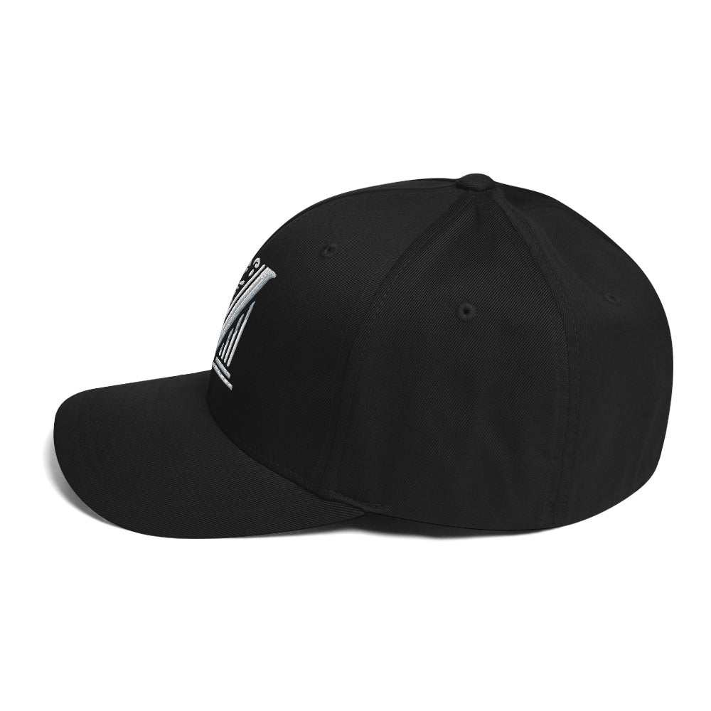 Embroidered - Fitted White Virtus Logo Cap