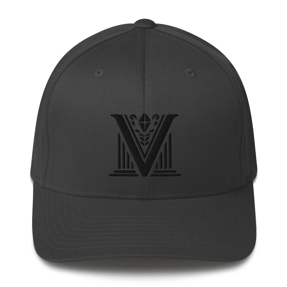 Embroidered - Fitted Black Virtus Logo Cap