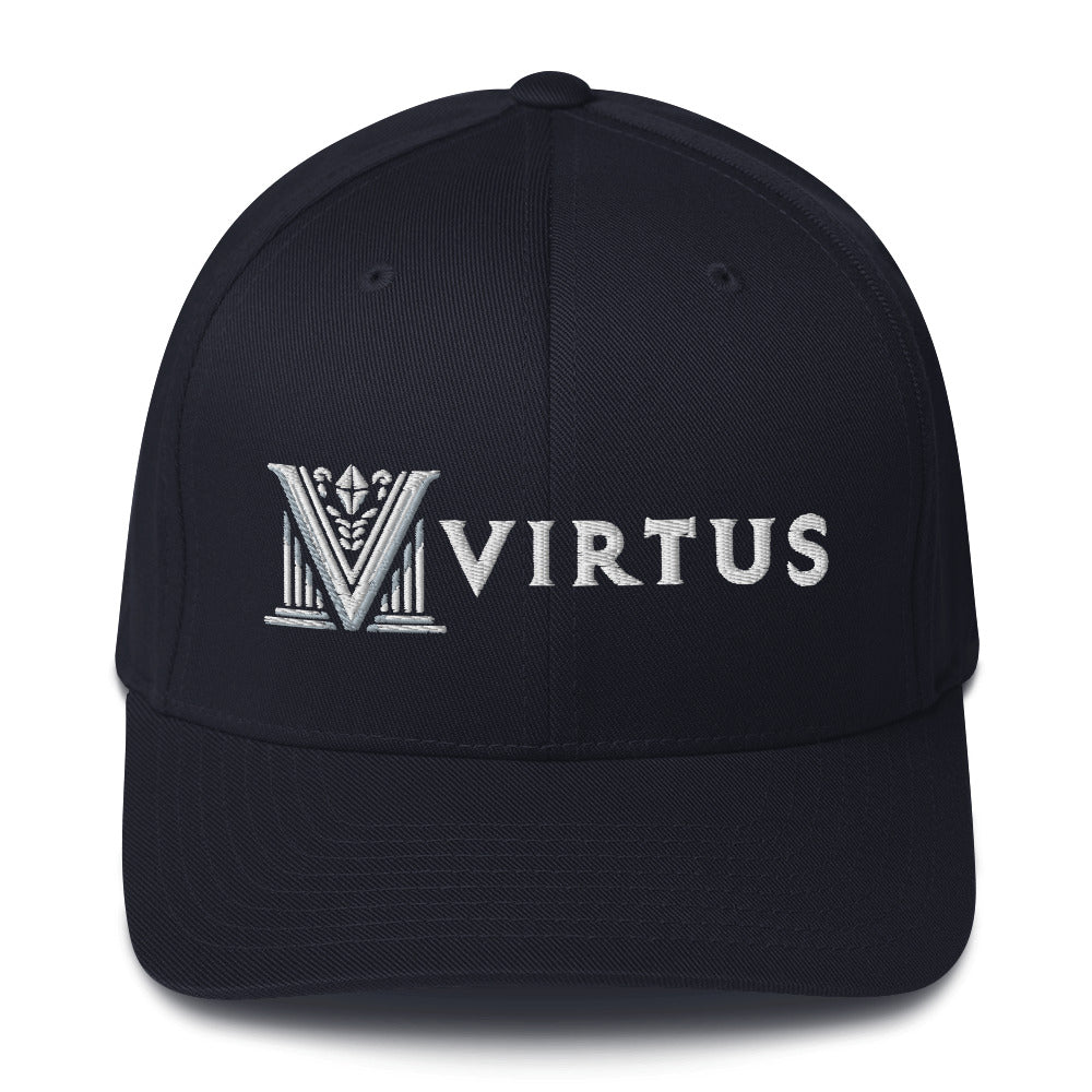 Embroidered - Fitted White Virtus Cap