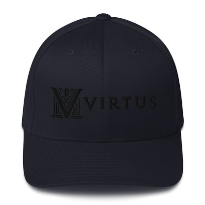 Embroidered - Fitted Black Virtus Cap