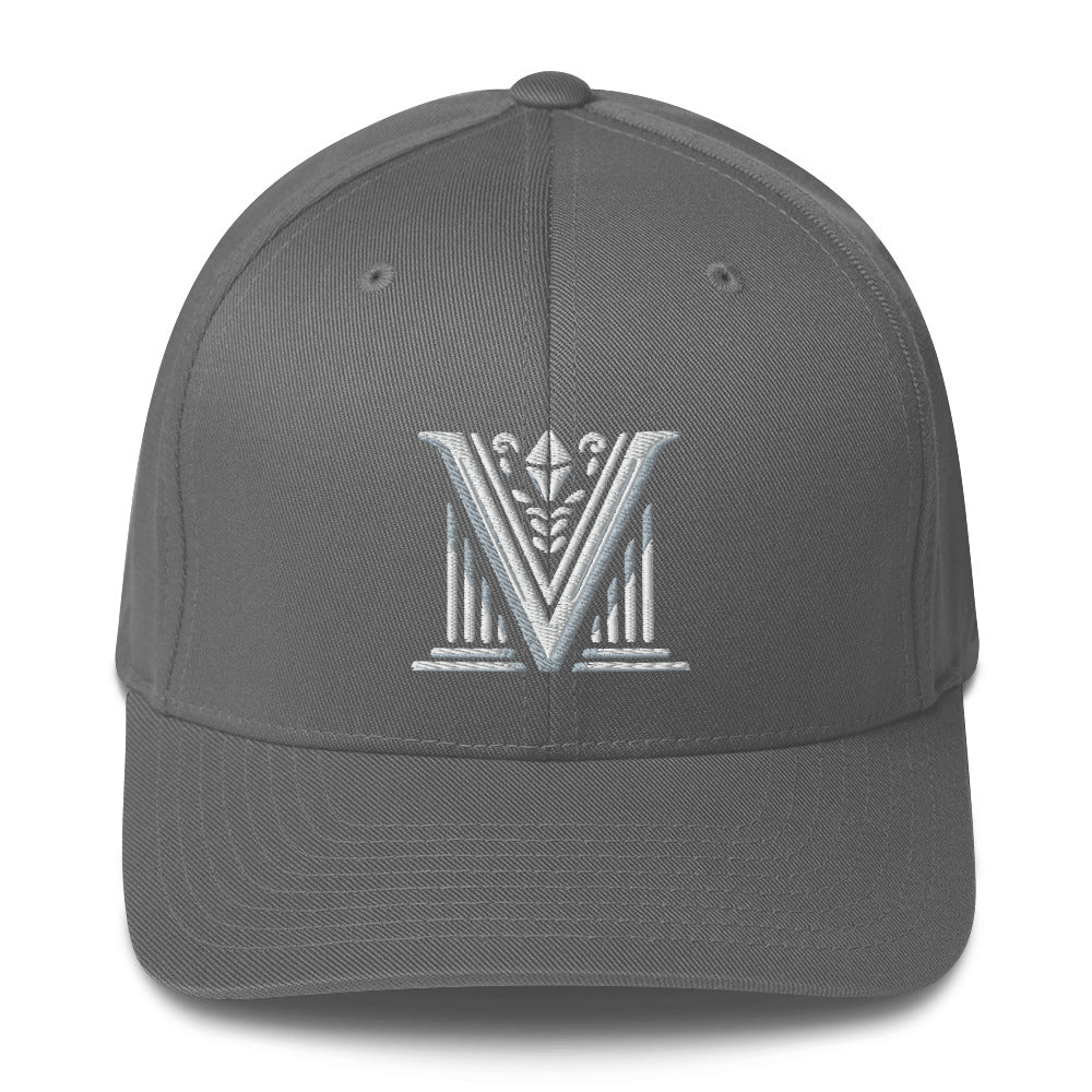 Embroidered - Fitted White Virtus Logo Cap