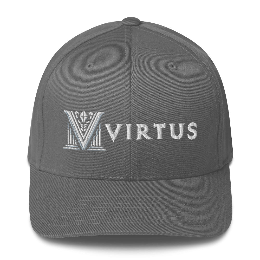 Embroidered - Fitted White Virtus Cap