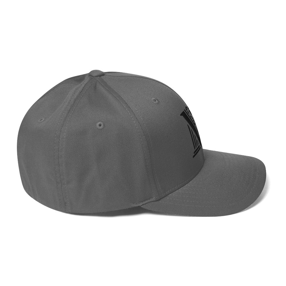 Embroidered - Fitted Black Virtus Logo Cap