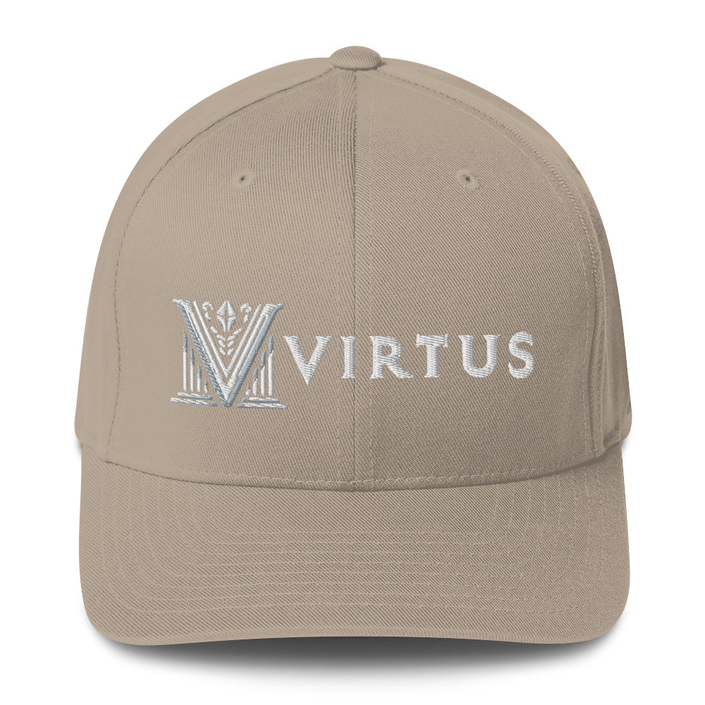 Embroidered - Fitted White Virtus Cap