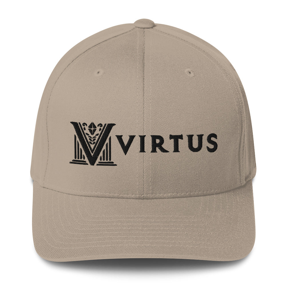 Embroidered - Fitted Black Virtus Cap