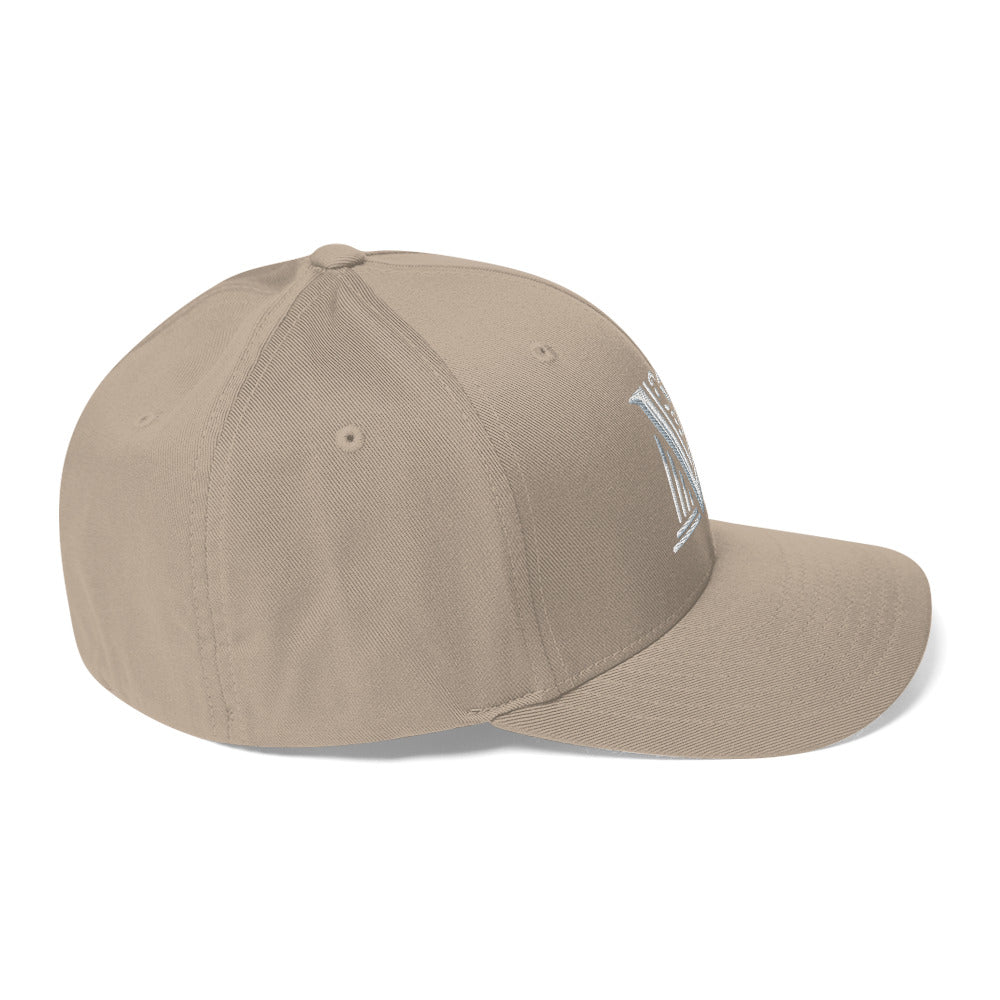 Embroidered - Fitted White Virtus Logo Cap