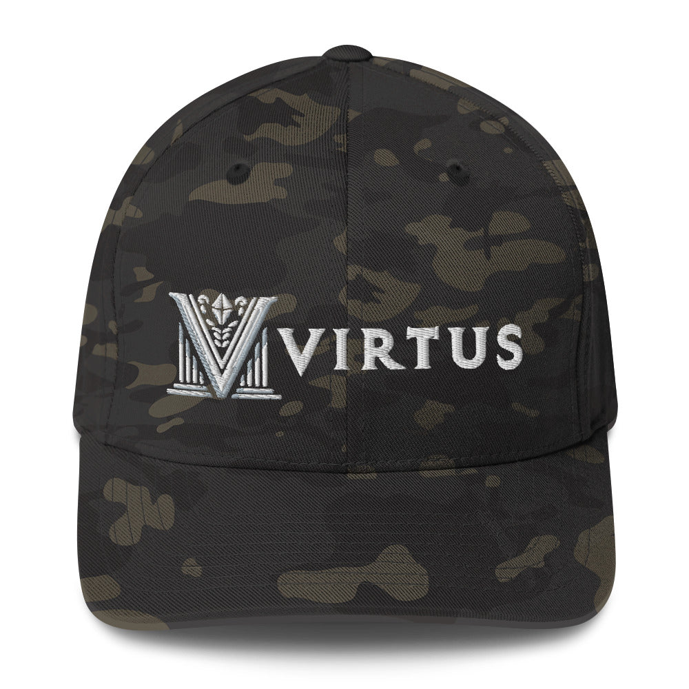 Embroidered - Fitted White Virtus Cap