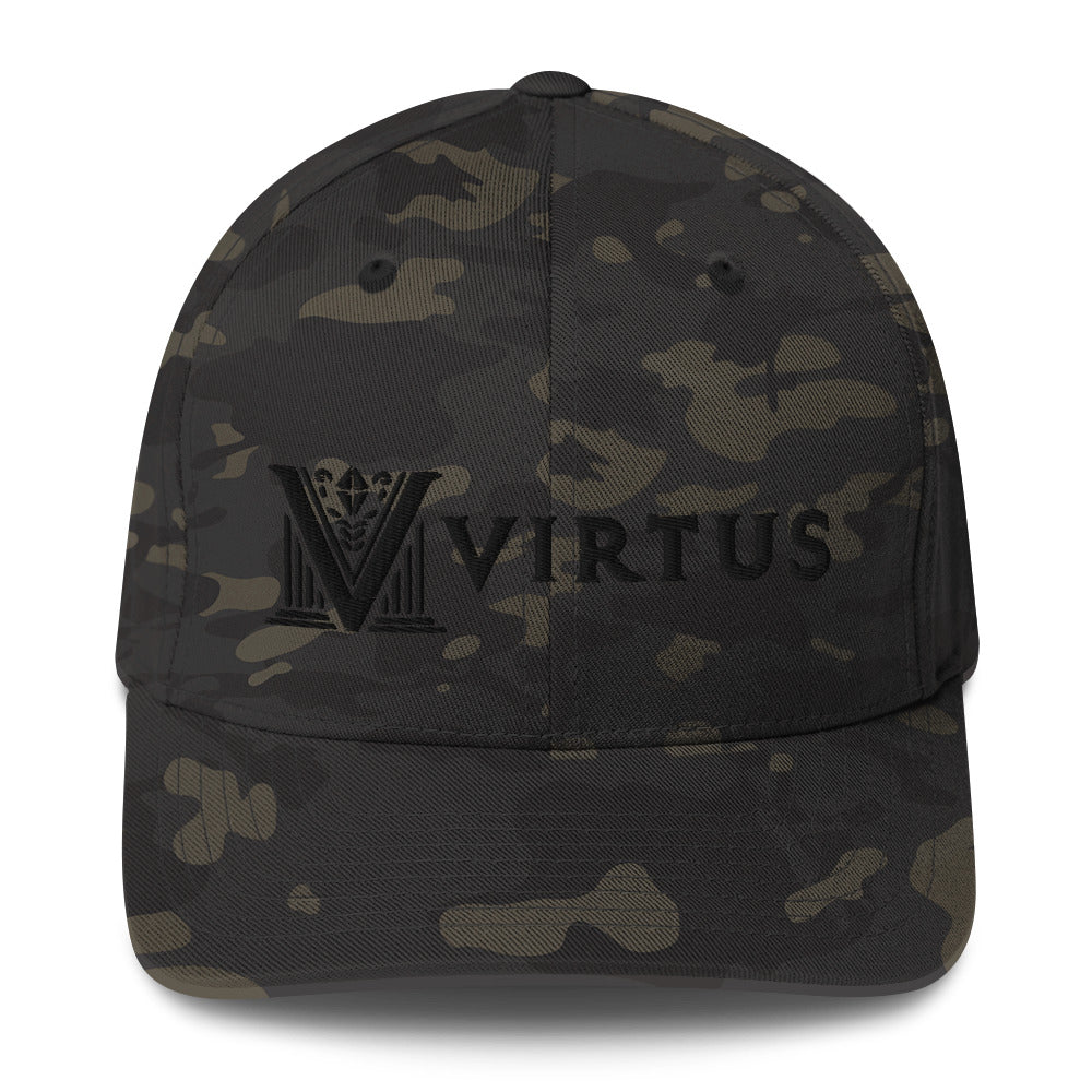 Embroidered - Fitted Black Virtus Cap