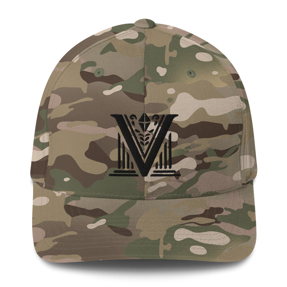 Embroidered - Fitted Black Virtus Logo Cap