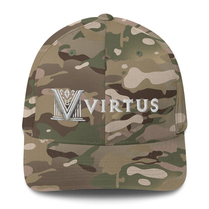 Embroidered - Fitted White Virtus Cap