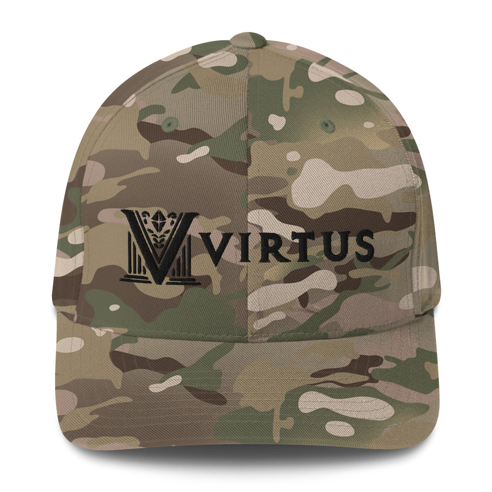 Embroidered - Fitted Black Virtus Cap