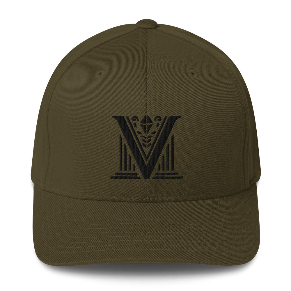 Embroidered - Fitted Black Virtus Logo Cap