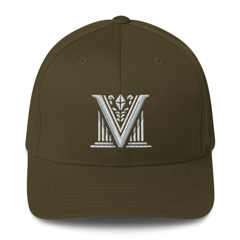 Embroidered - Fitted White Virtus Logo Cap