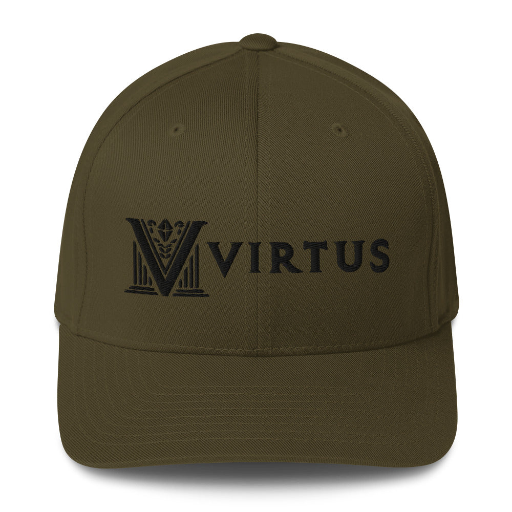 Embroidered - Fitted Black Virtus Cap