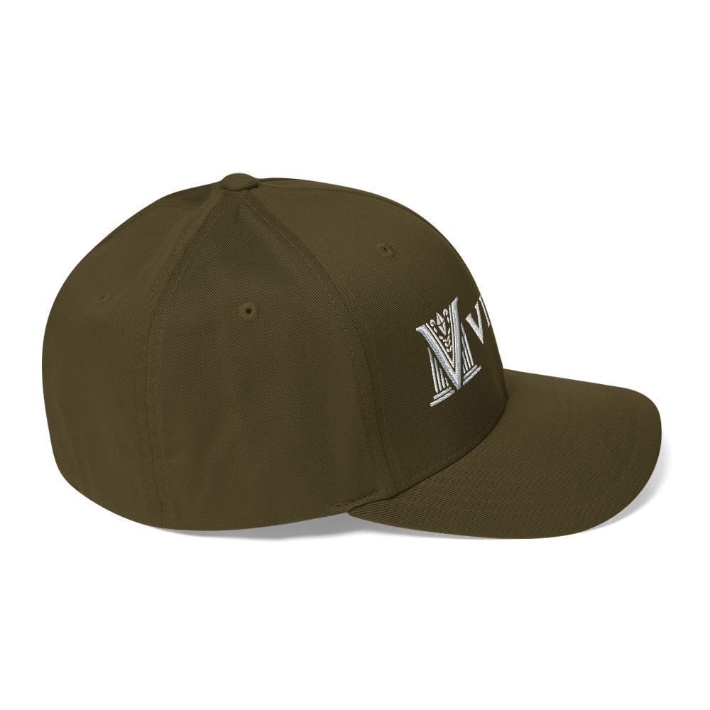 Embroidered - Fitted White Virtus Cap