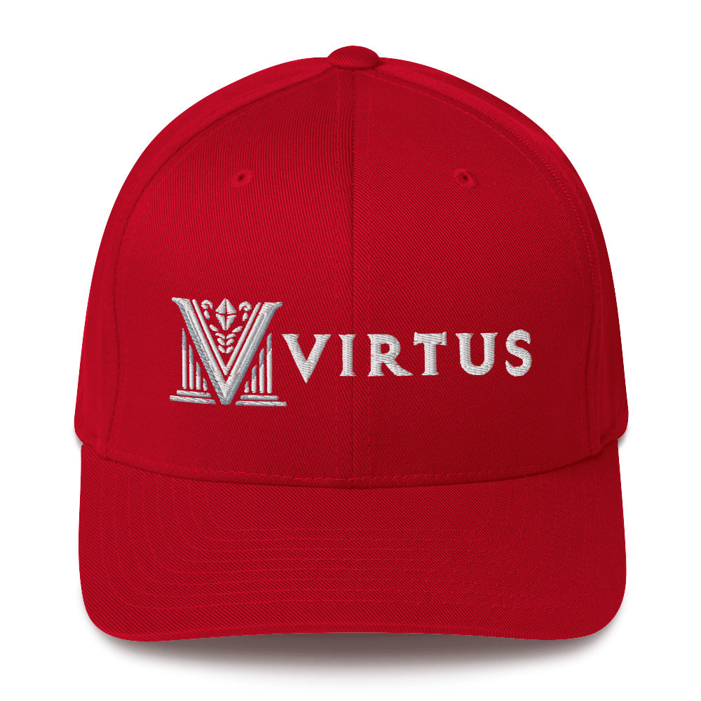 Embroidered - Fitted White Virtus Cap