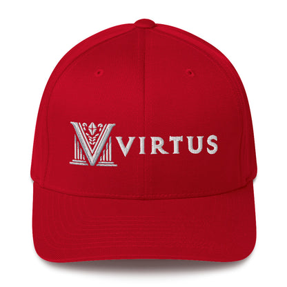 Embroidered - Fitted White Virtus Cap