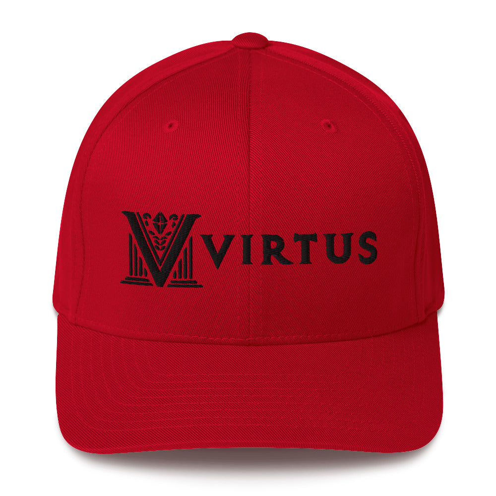 Embroidered - Fitted Black Virtus Cap