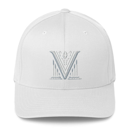 Embroidered - Fitted White Virtus Logo Cap