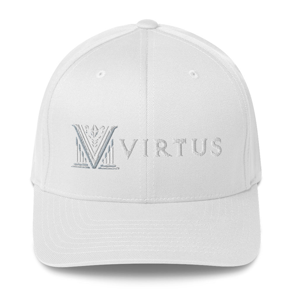 Embroidered - Fitted White Virtus Cap