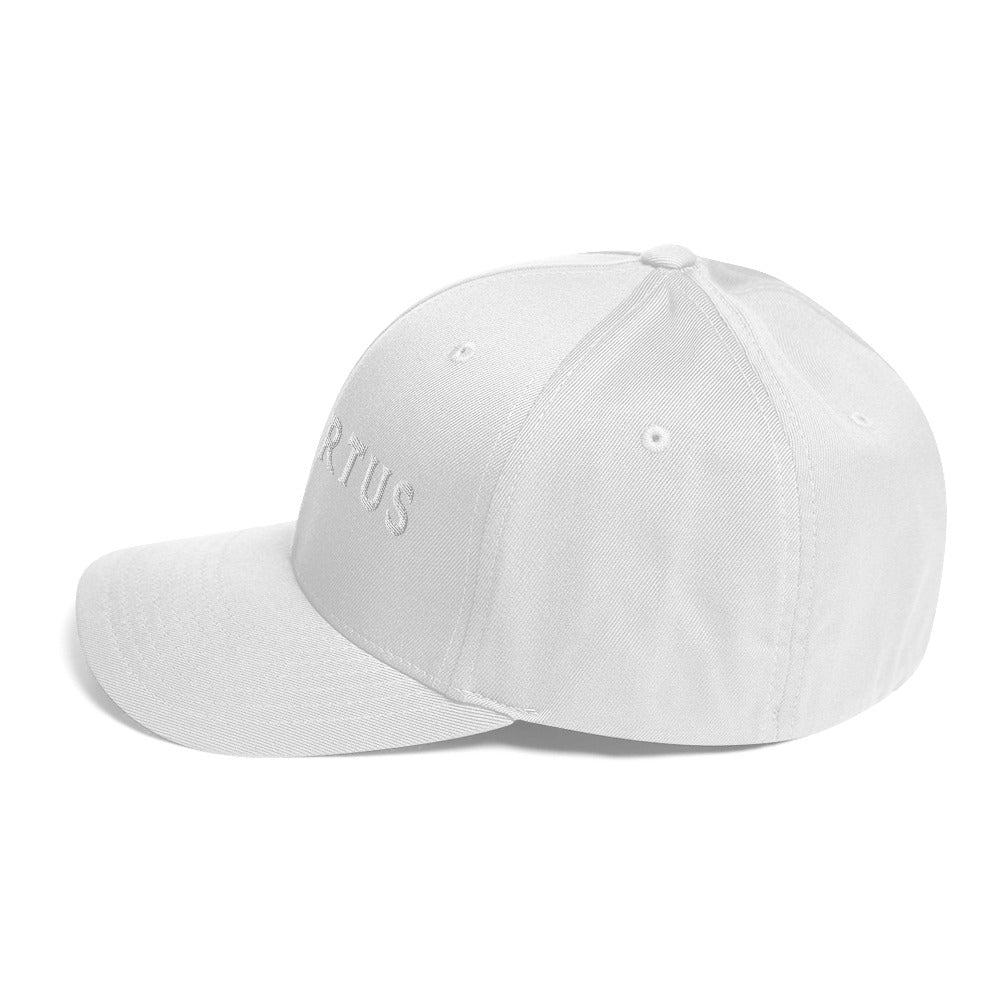 Embroidered - Fitted White Virtus Cap