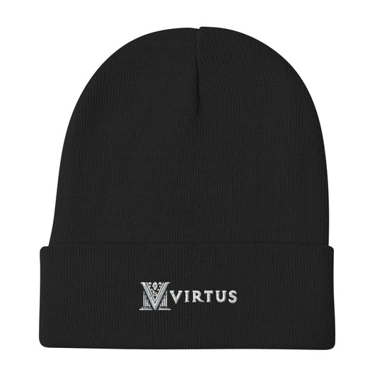 Embroidered - White Virtus Logo Knit Otto Cap Beanie