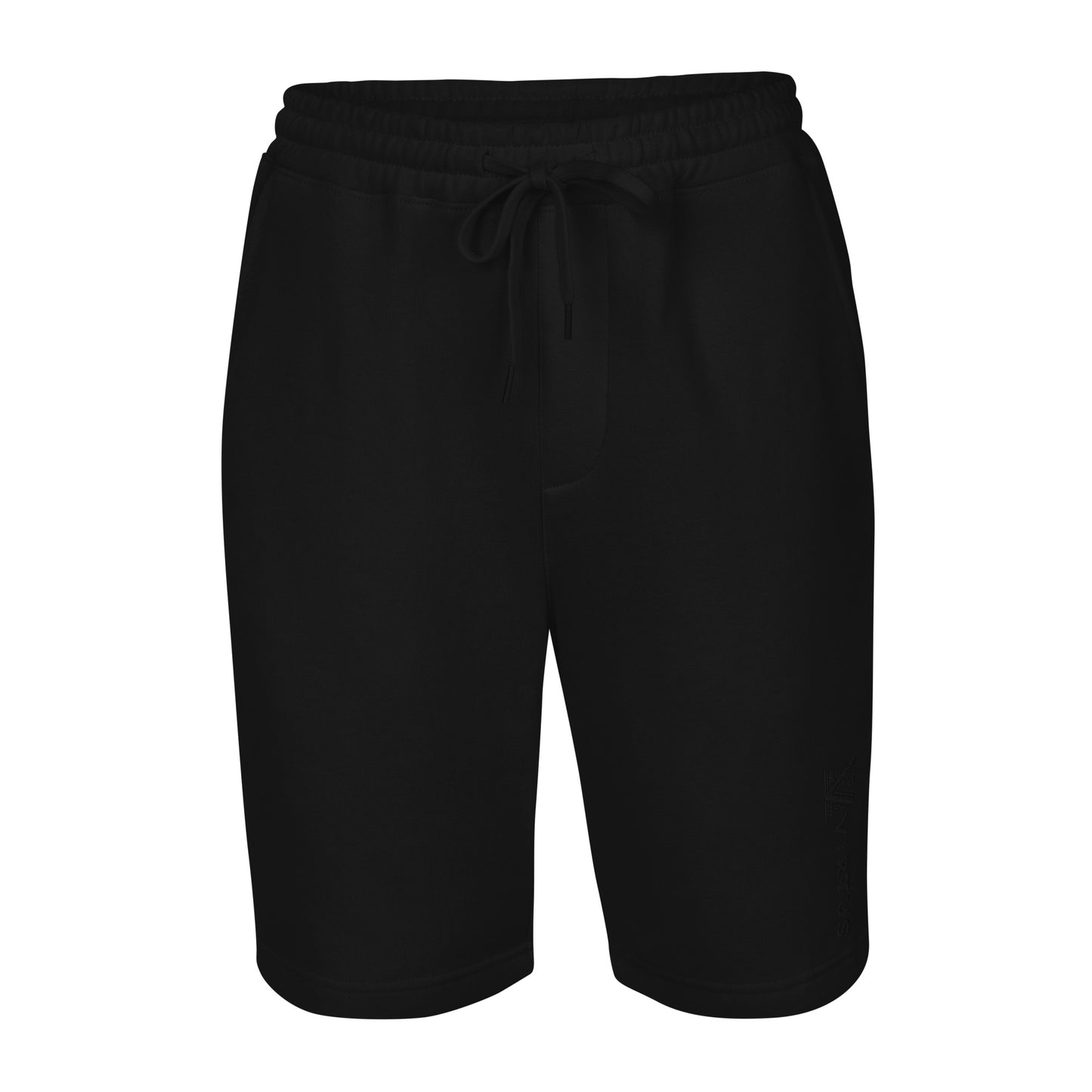 Men’s - Black Embroidered Virtus Logo Fleece Shorts