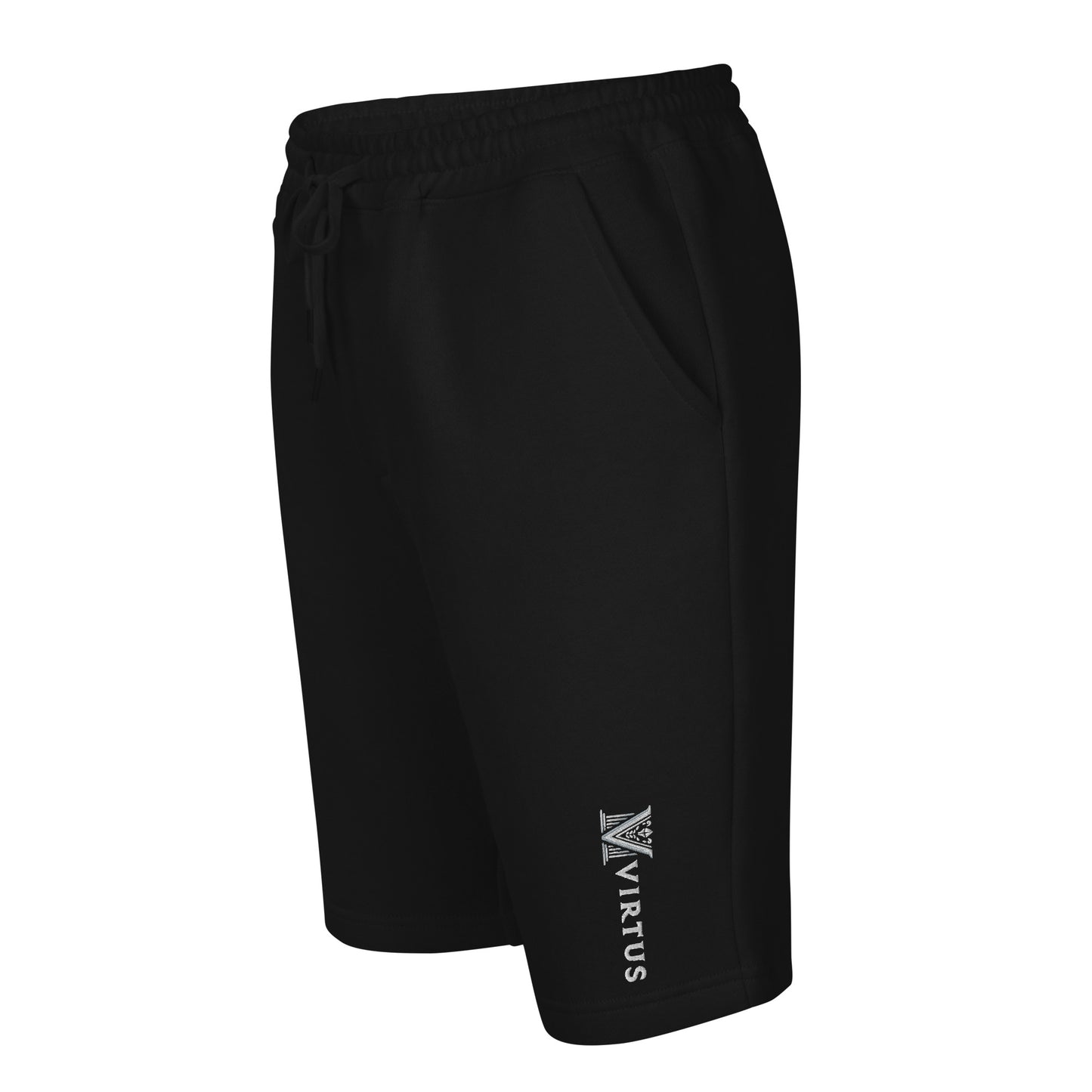 Men's - White Embroidered Logo Virtus Fleece Shorts