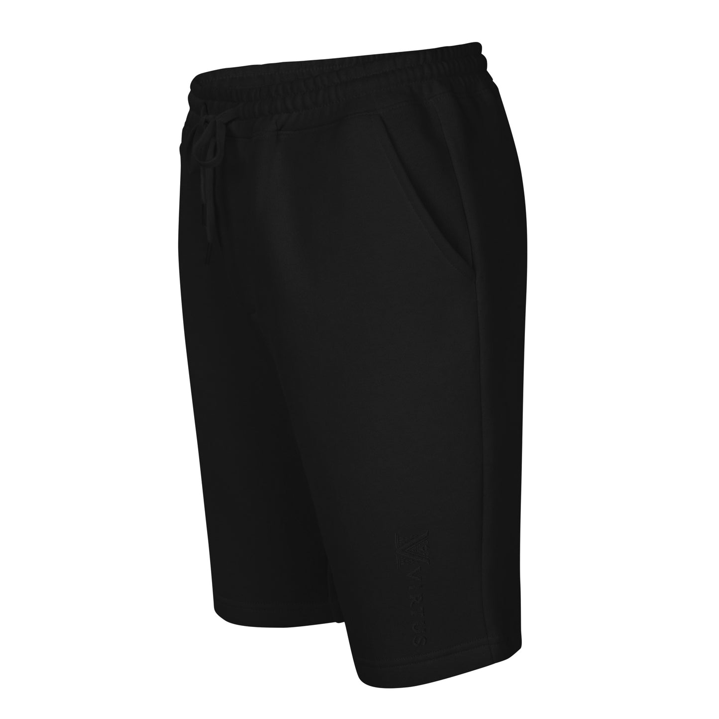 Men’s - Black Embroidered Virtus Logo Fleece Shorts