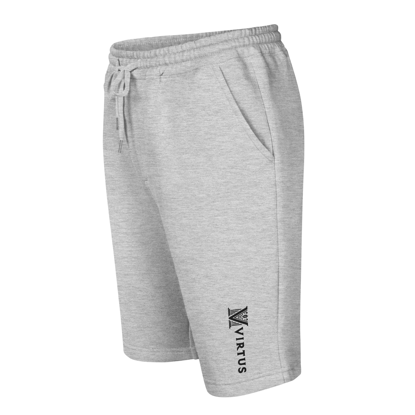 Men’s - Black Embroidered Virtus Logo Fleece Shorts