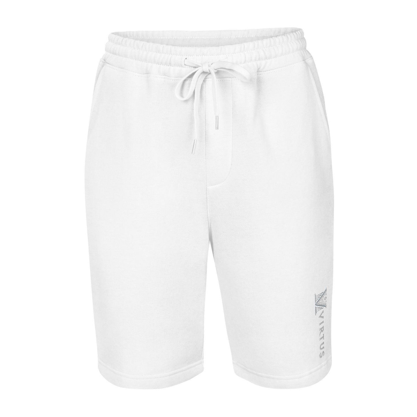 Men's - White Embroidered Logo Virtus Fleece Shorts