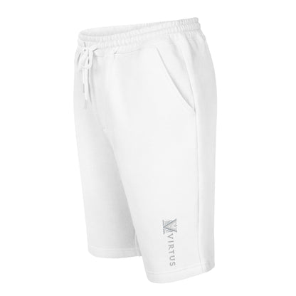 Men's - White Embroidered Logo Virtus Fleece Shorts