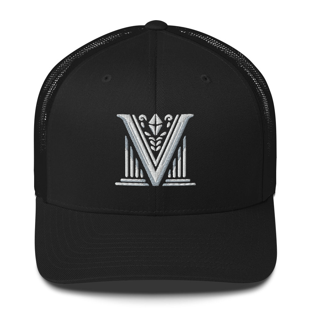 Embroidered - White Virtus Logo Trucker Hat