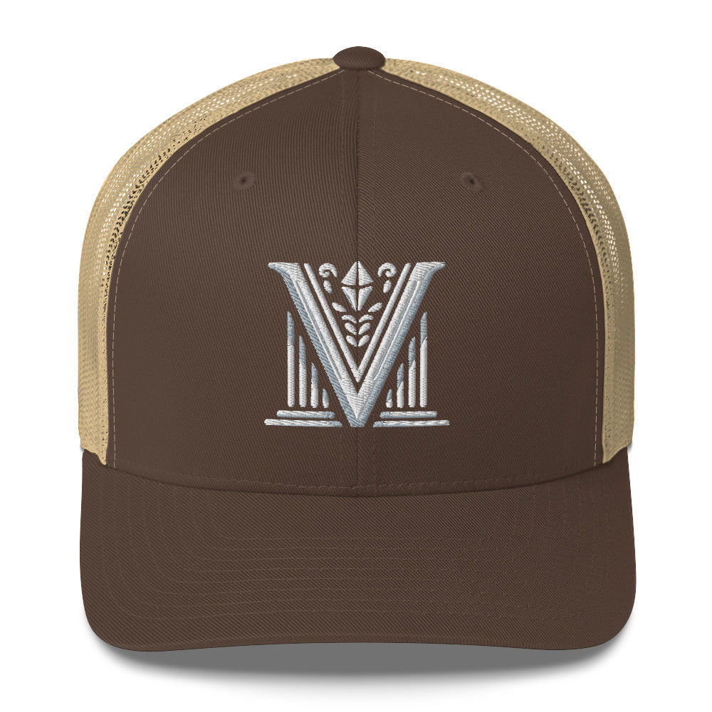 Embroidered - White Virtus Logo Trucker Hat