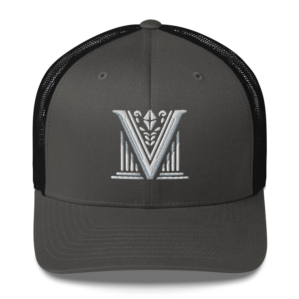 Embroidered - White Virtus Logo Trucker Hat