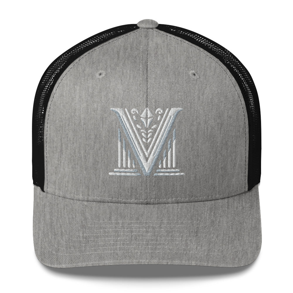 Embroidered - White Virtus Logo Trucker Hat