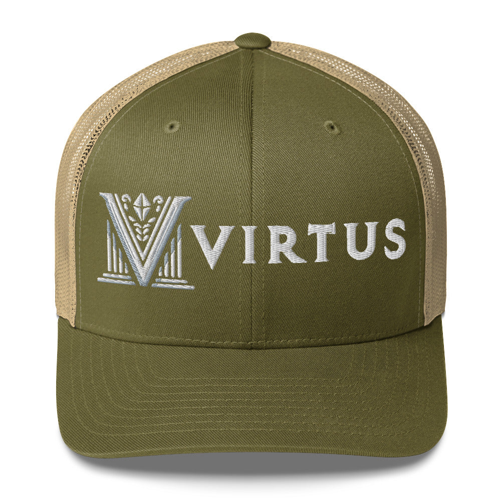 Embroidered - White Virtus Trucker Hat