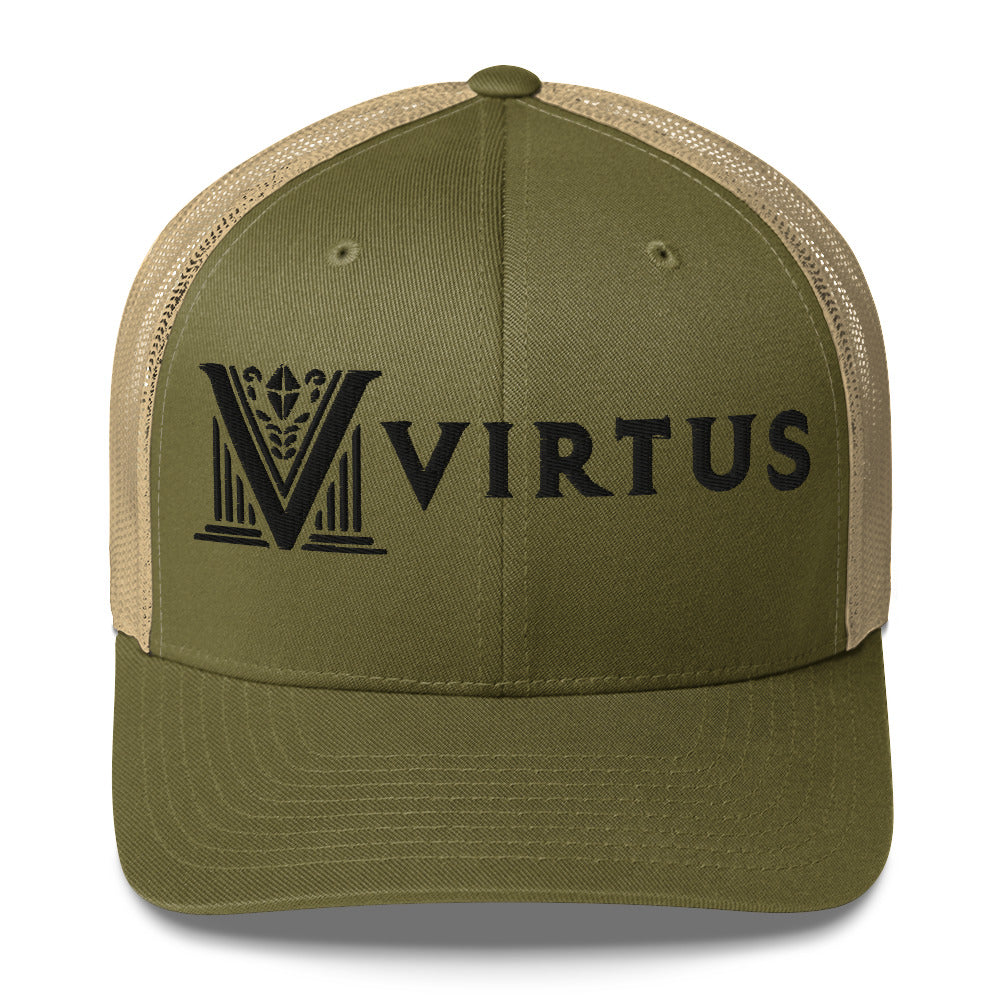 Embroidered - Black Virtus Trucker Hat