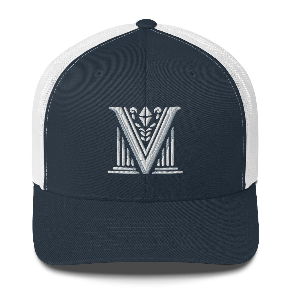 Embroidered - White Virtus Logo Trucker Hat