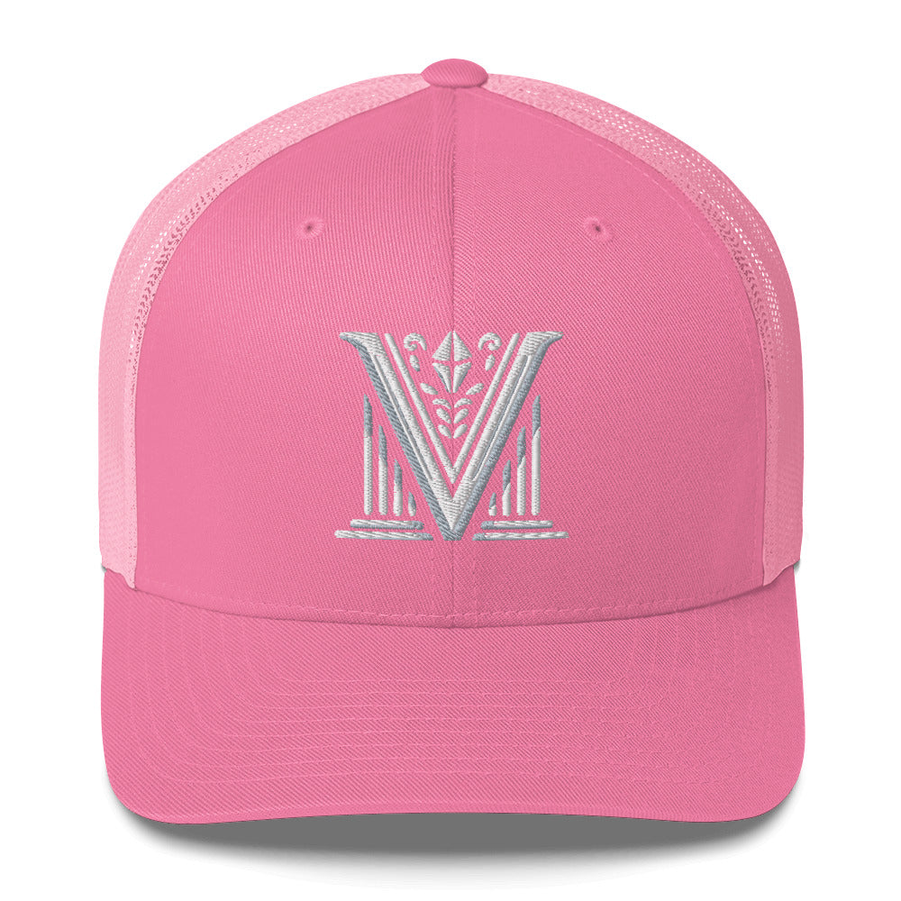 Embroidered - White Virtus Logo Trucker Hat