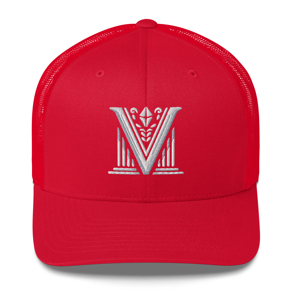 Embroidered - White Virtus Logo Trucker Hat