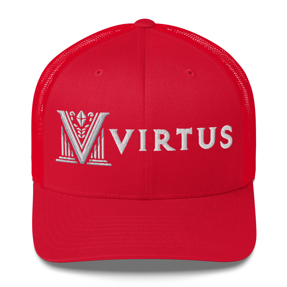 Embroidered - White Virtus Trucker Hat