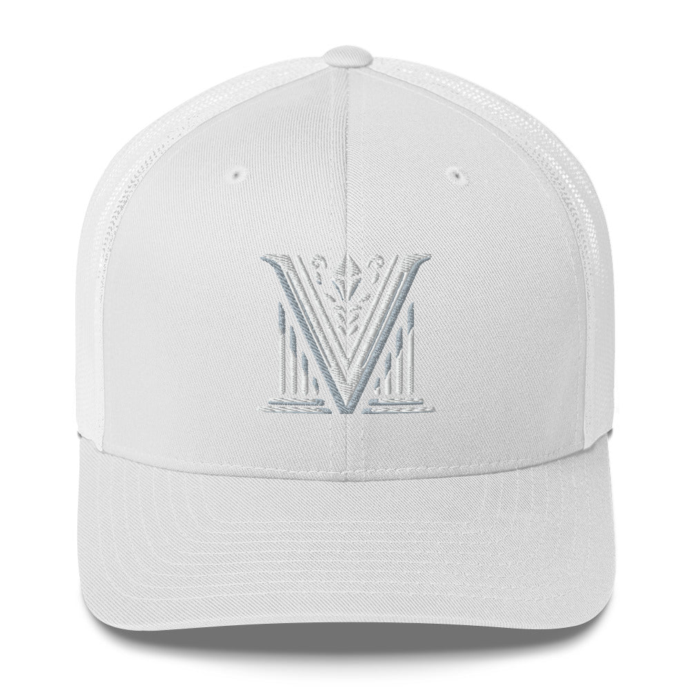 Embroidered - White Virtus Logo Trucker Hat