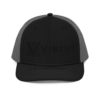 Embroidered - Black Virtus Snapback Trucker Hat